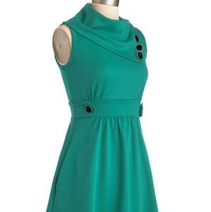 Modcloth Coach Tour A-line Teal dress